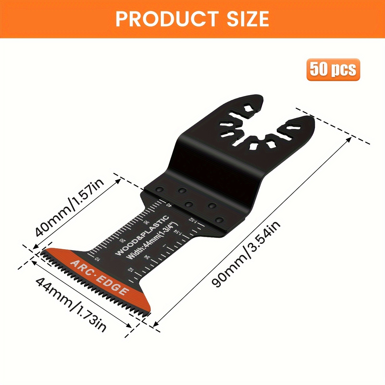 50pcs Oscillating Saw Blades High Carbon Steel 44mm Arc Edge Blades, Sharp Wear Resistant Oscillating Blades, Fast Cutting Saw Blades For Cutting Wood Plastic Metal