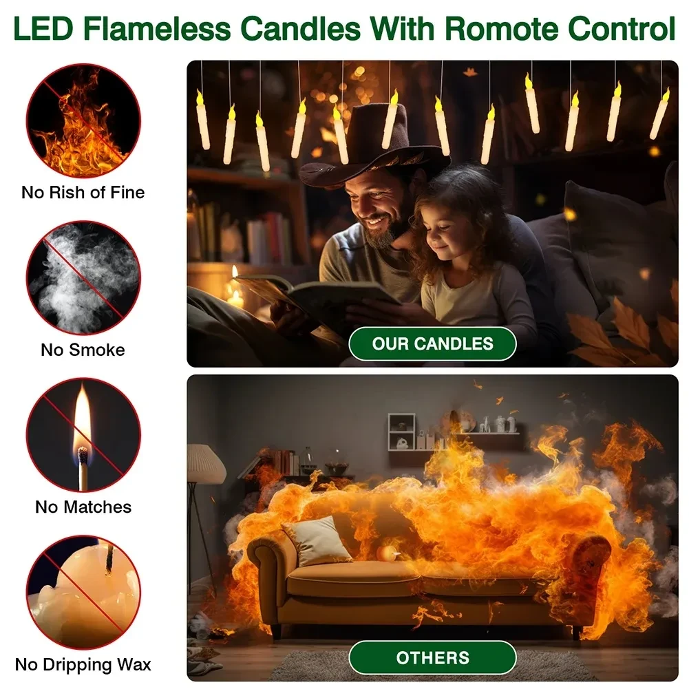 Halloween Floating LED Candles with Magic Wand Remote Control