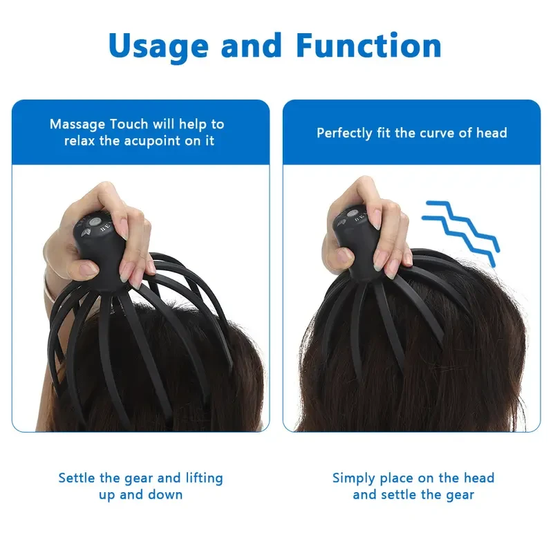 Electric Head Massager & Octopus Scratcher - Stress & Tension Relief