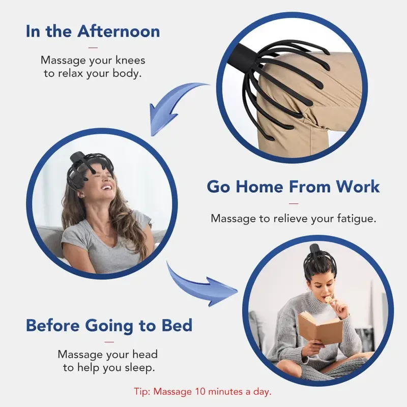 Electric Head Massager & Octopus Scratcher - Stress & Tension Relief