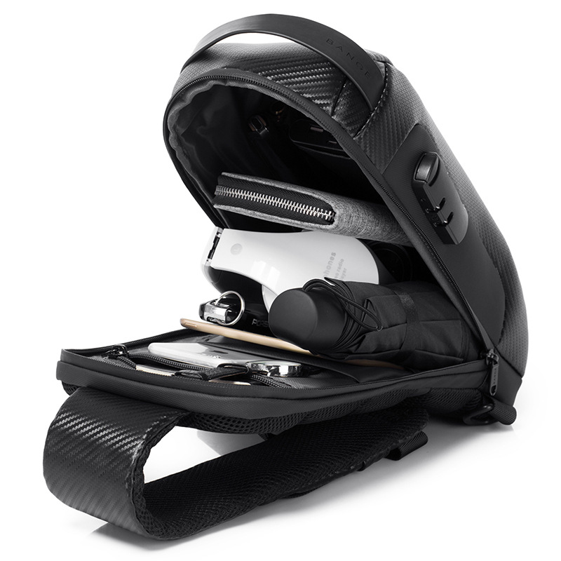 Men's Carbon Brazing Waterproof Crossbody Bag