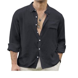 LinoBlend Men's Patchwork Cardigan