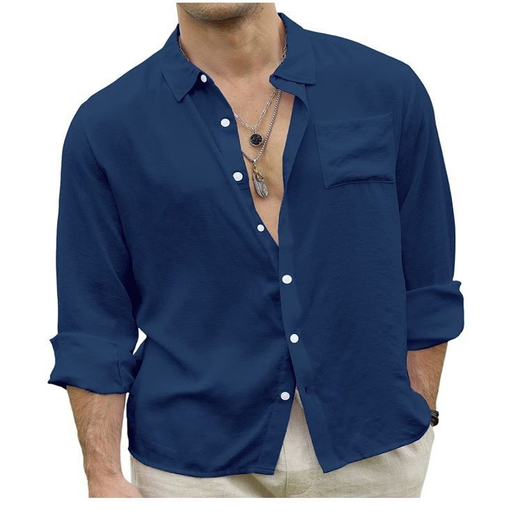 LinoBlend Men's Patchwork Cardigan