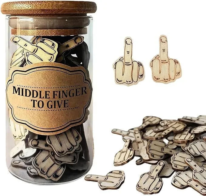 Middle Finger Gift Jar Wood Products