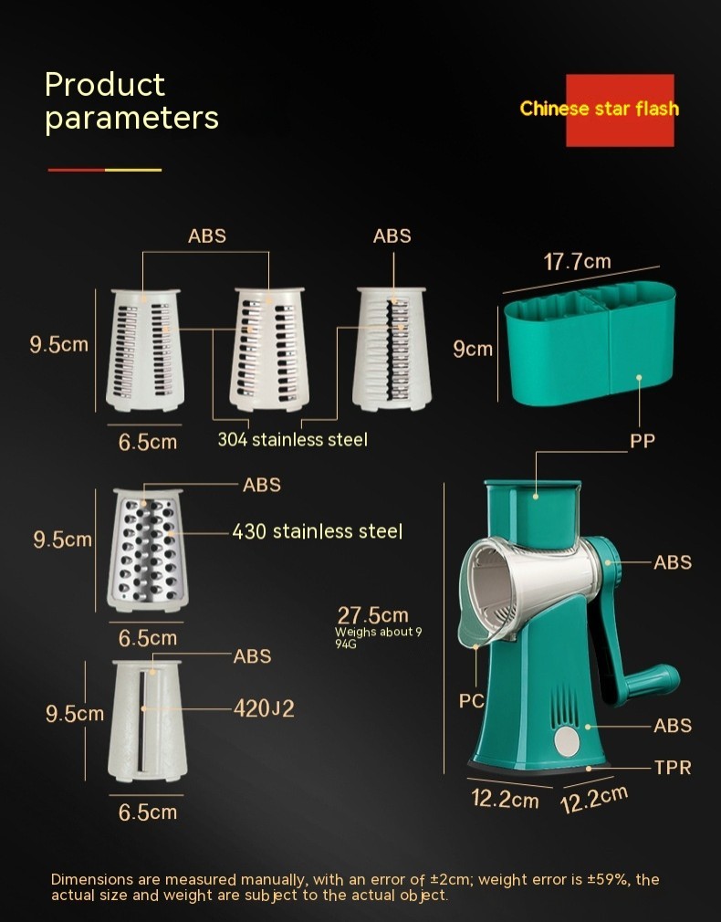 Multi-function Vegetable Chopper Hand Roller Grater Slicer Potato Grater Shredded Vegetable Cutter