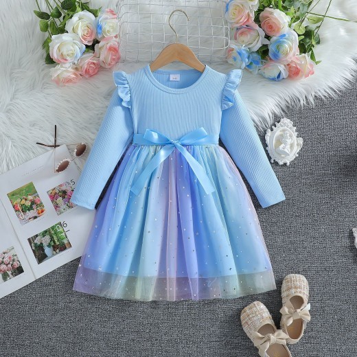 Baby Long Sleeve Bowknot Dress
