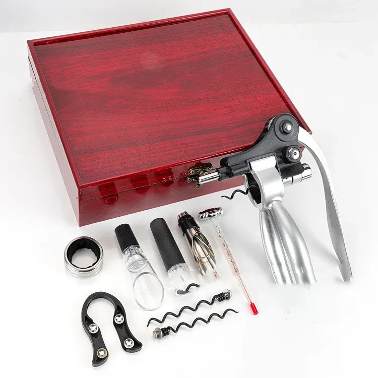 Red Bright Pattern Box Rabbit Head Red Wine Bottle Opener Wine Pourer Wine Set