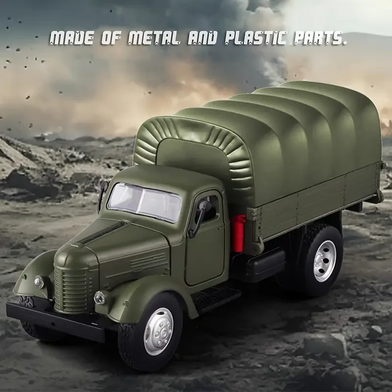 Retro Military Truck Alloy Model Car - with Light and Sound Effects