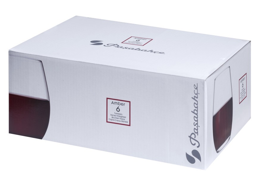 Amber Stemless Wine Glass 440ml Set 6 - Pasabahce