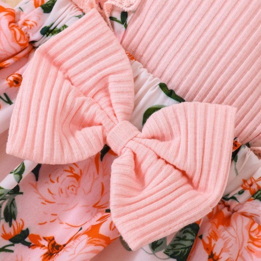 Baby Girl Autumn New Lace Cotton Sunken Stripe Stitching One-piece Romper