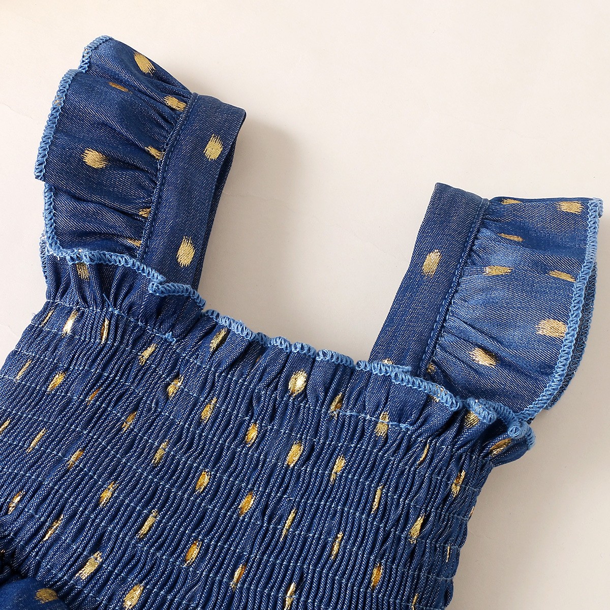 Polka Dot Smocking Suspender Skirt Headscarf