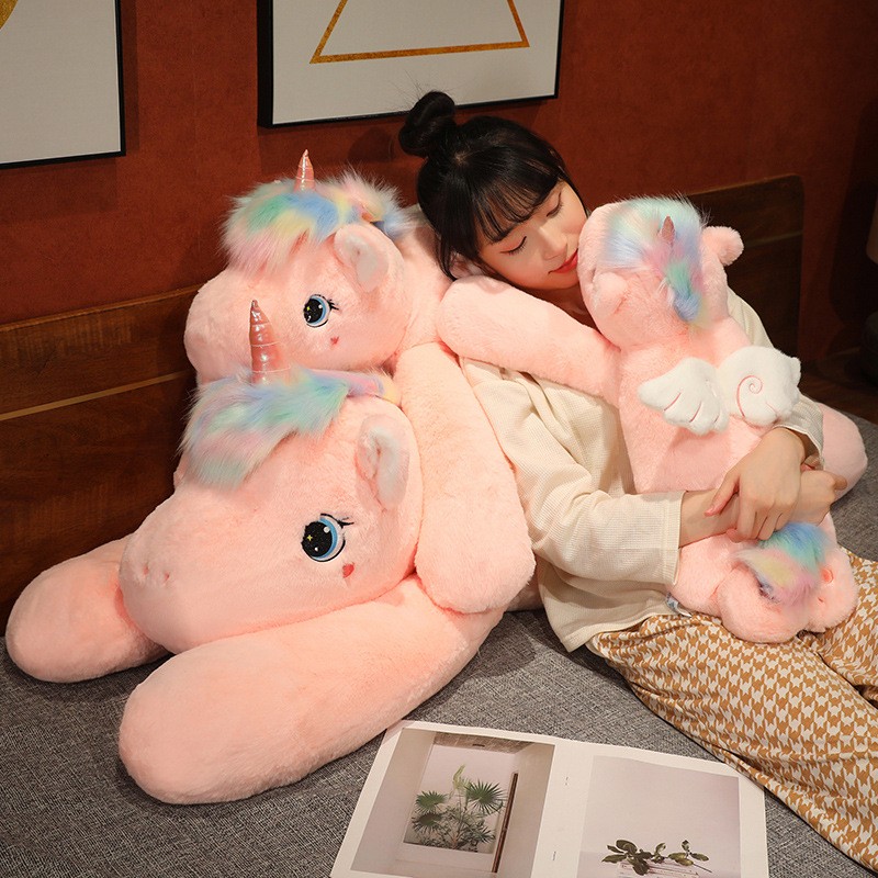 Rainbow Angel Horse Long Pillow Cute Plush Toy