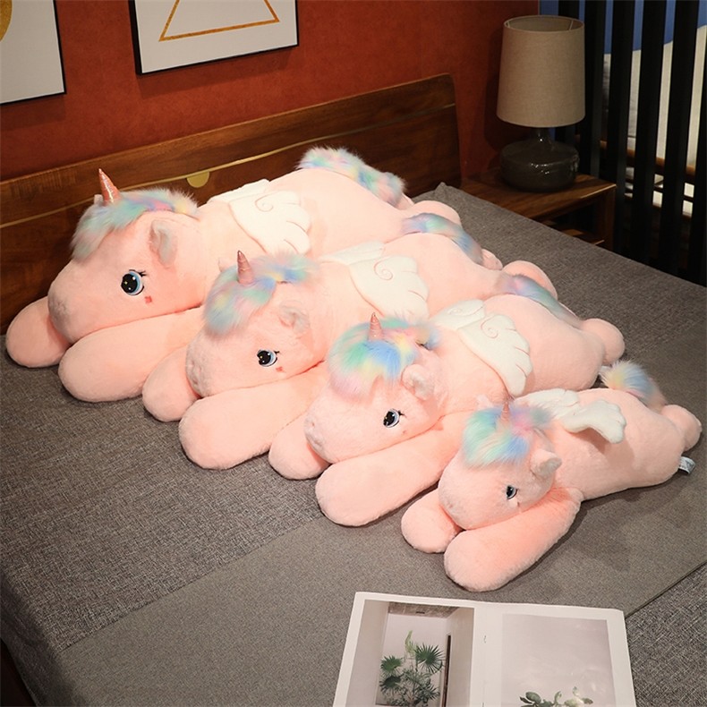 Rainbow Angel Horse Long Pillow Cute Plush Toy