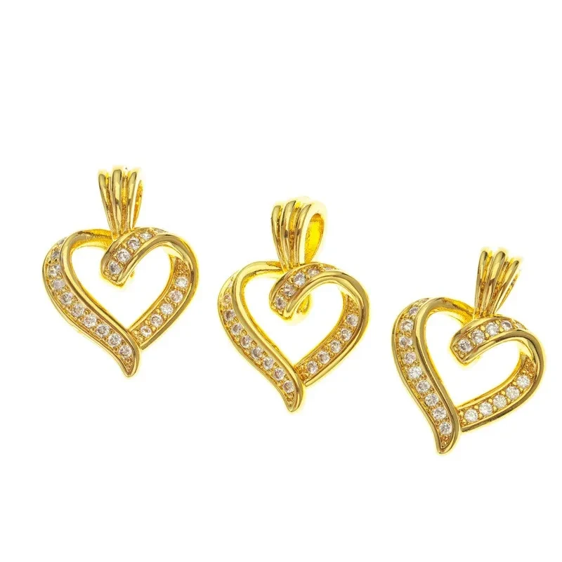 Pendant Intertwined Double Heart Pendant Copper Gold Plated