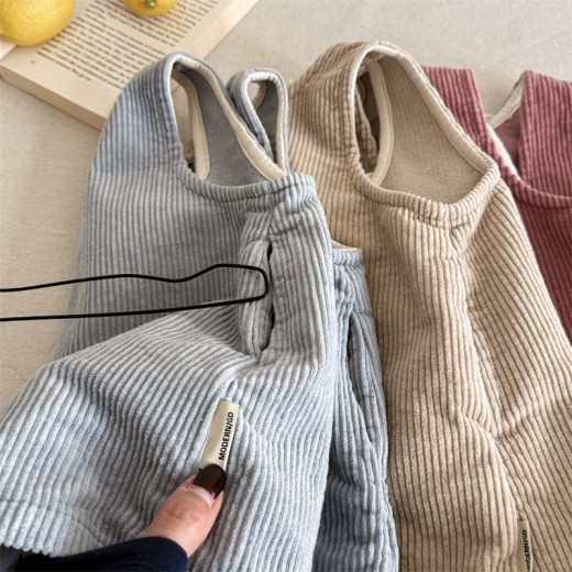 Spring Girls' Five-point Corduroy Jumpsuit