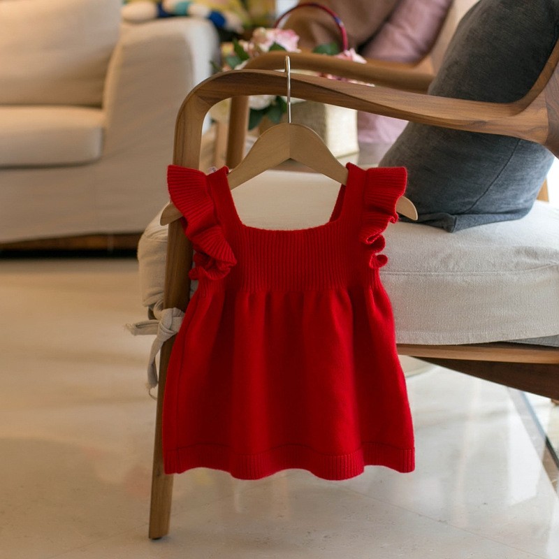 Children's Clothing Kids' Sweater Girls' Sundress Solid Color