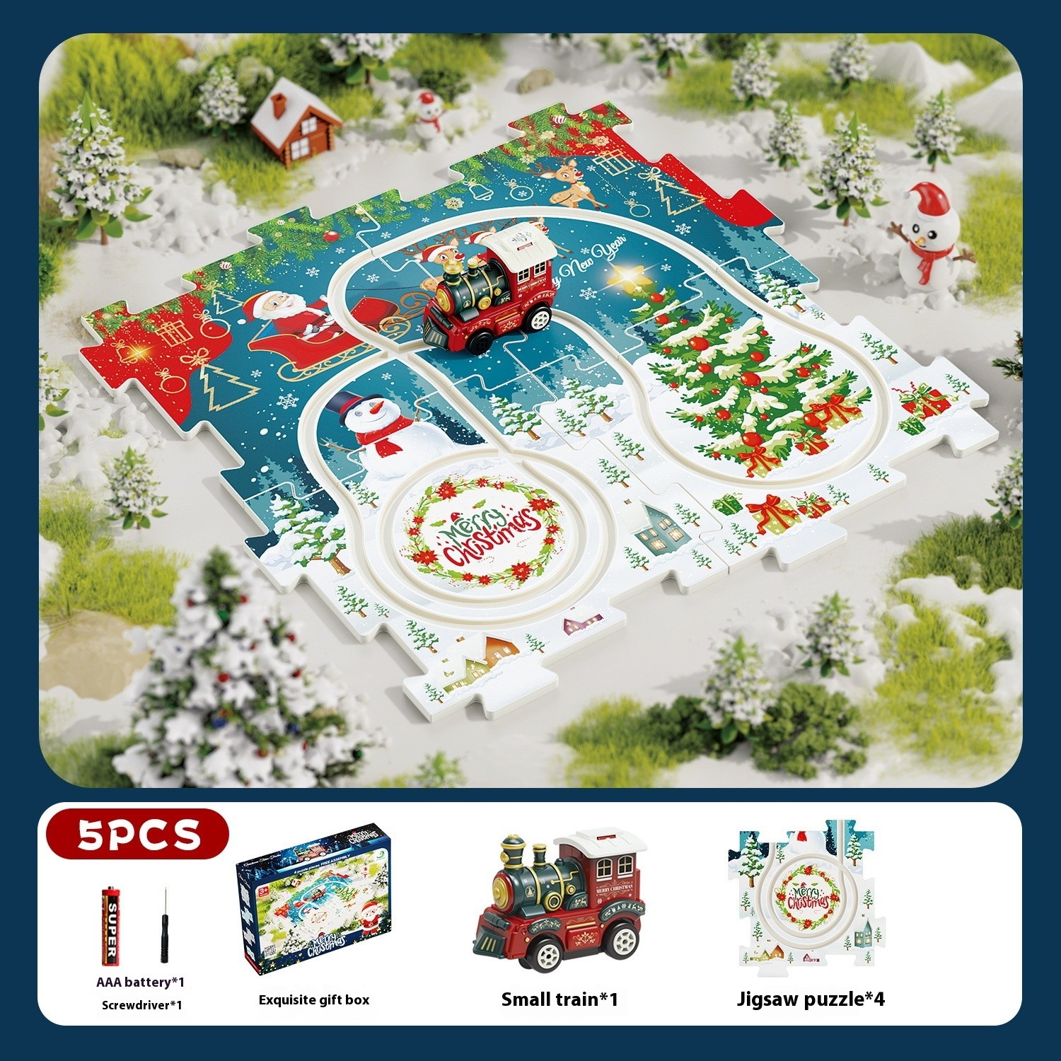 DIY And Versatile Assembly Of Children's Christmas Puzzle Track Car