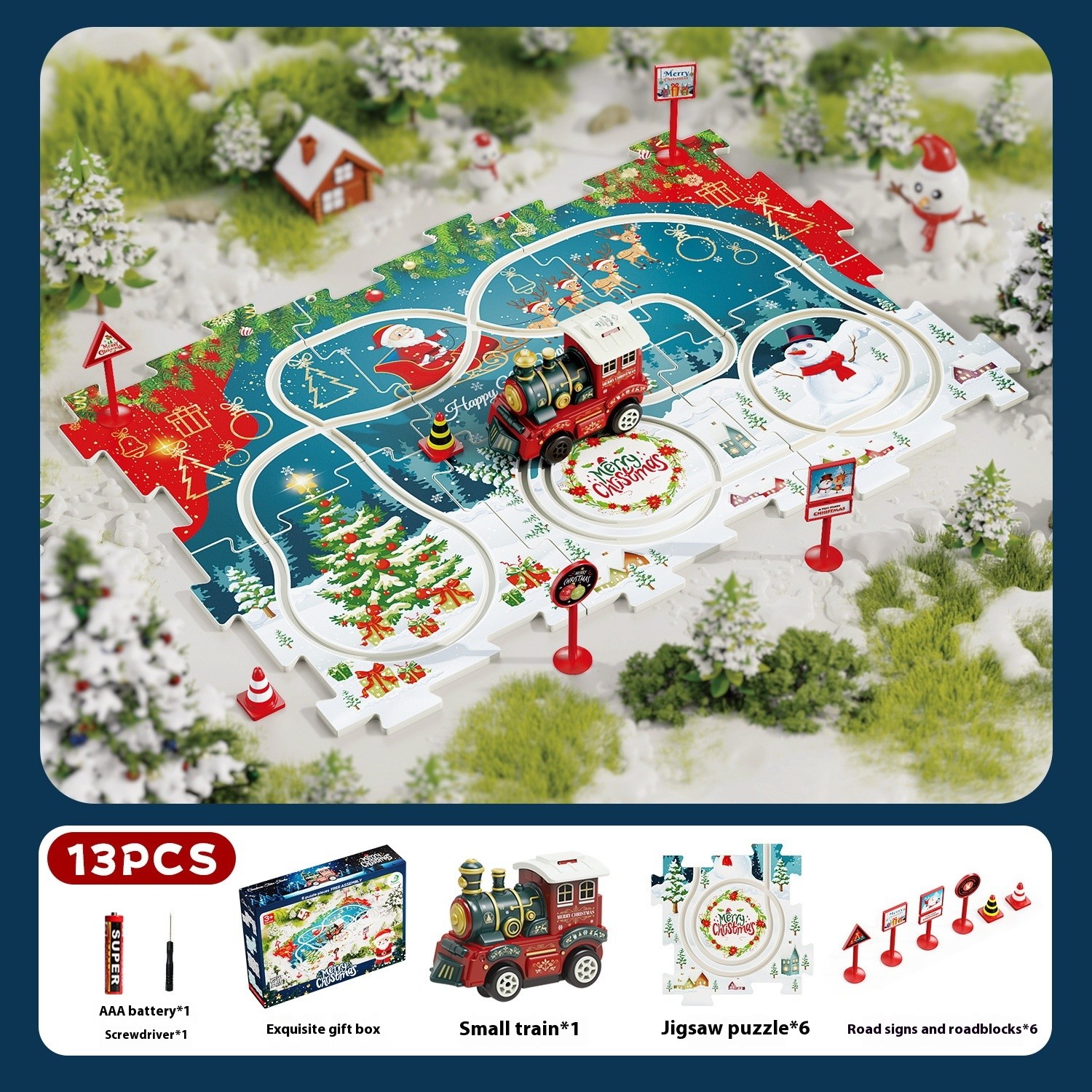 DIY And Versatile Assembly Of Children's Christmas Puzzle Track Car