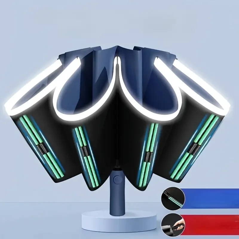 20 Ribs Automatic Reverse Folding Umbrella with Reflective Stripe