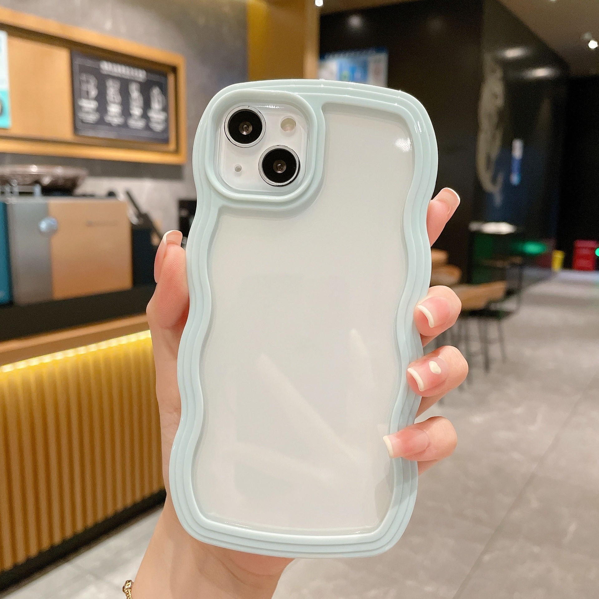 Wave Border Solid Color Phone Case Cover