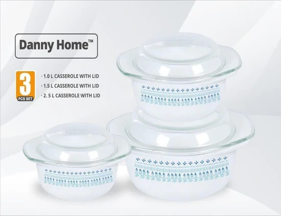 3pc Casserole Set Blue & White ZHG3T-B