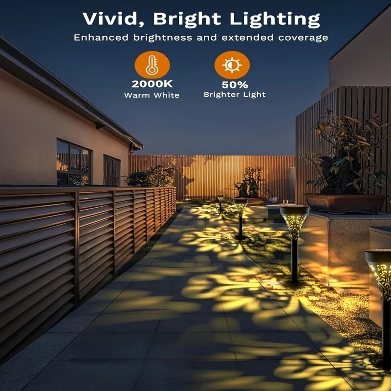 4pcs Outdoor Solar LED Ground Stake Lights  Adjustable Warm Yellow/RGB Gradient Light, Durable Plastic, Motion Sensor, Suitable for Patio, Deck, Walkway, and Garden Illumination