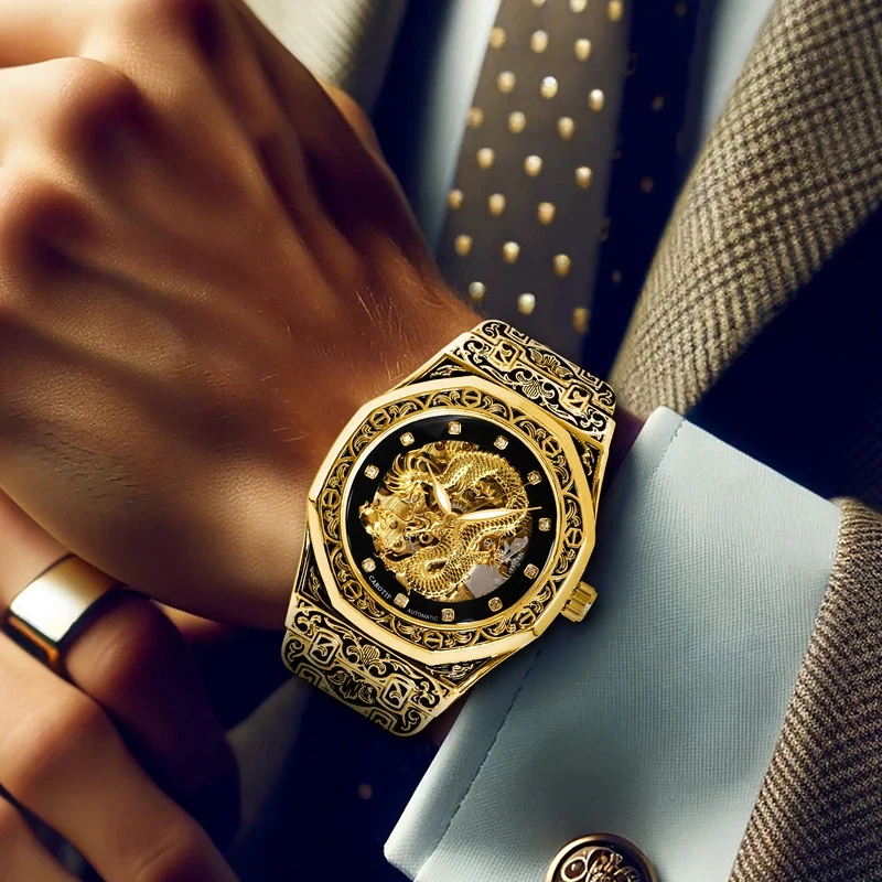 Youth Men's Golden Steel Band Business Style Watch