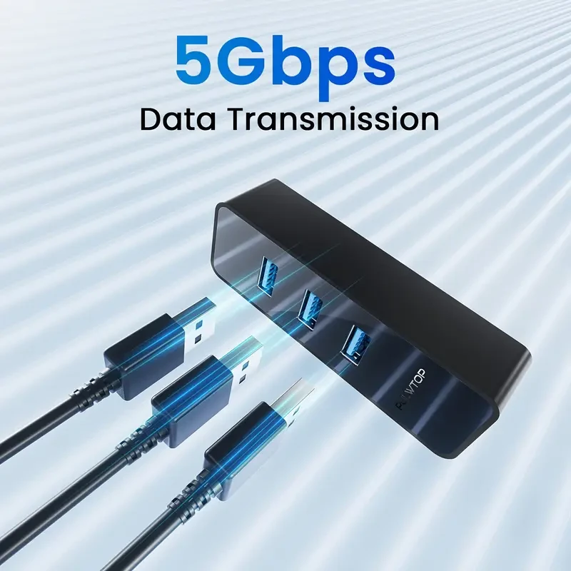 PULWTOP 4-in-1 USB HUB with 3 USB-A 3.0 Ports