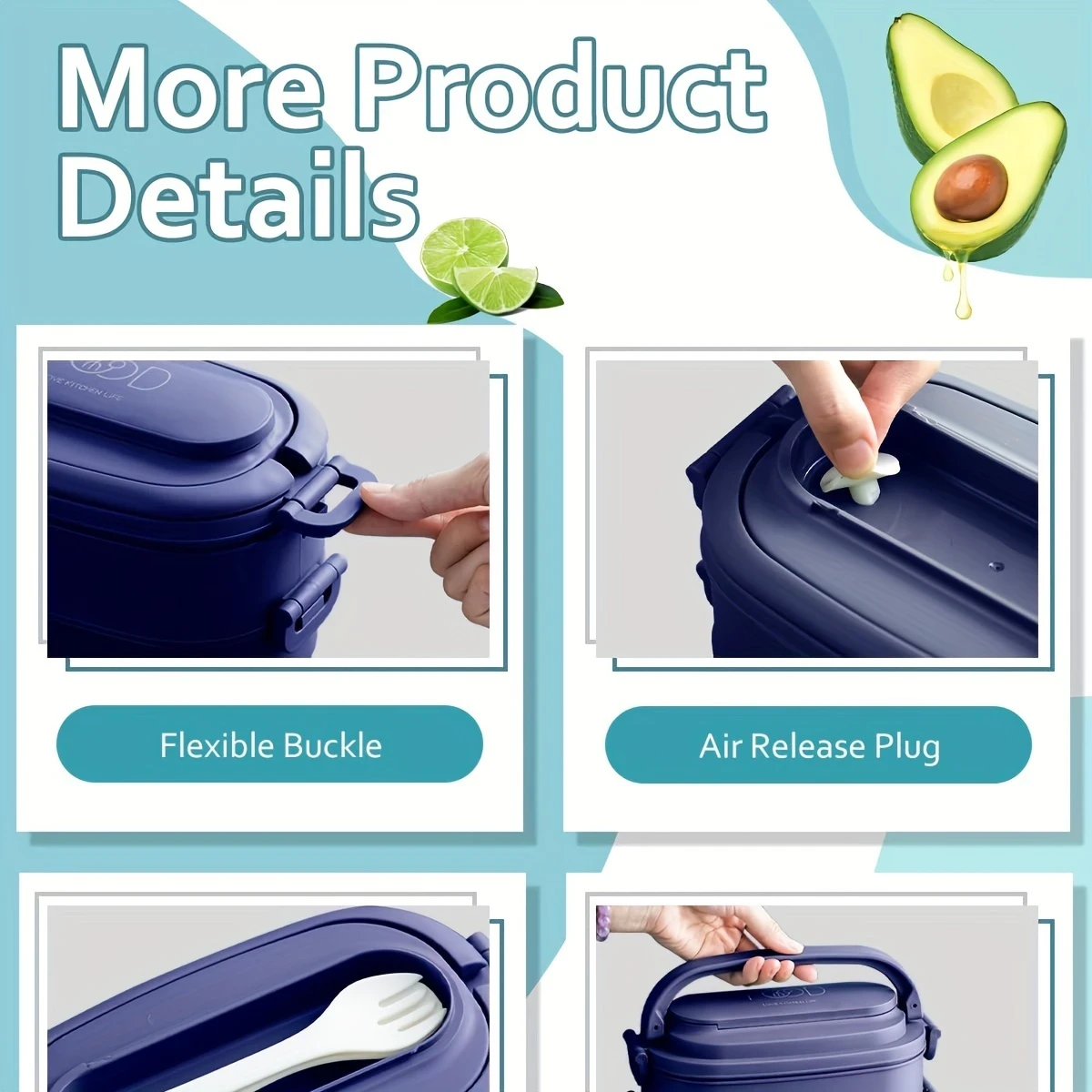 LDQ Stackable Lunch Box with Utensils  Leakproof, Microwave Safe, 1550ml Bento Box for Work & Outdoor Use  Meal Prep Container with Compartments for Salads, Pasta, Veggies