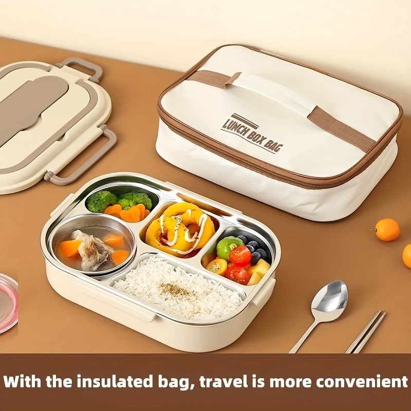 304 Stainless Steel Bento Box with Insulation Bag  Single Layer, Ideal for Student and Outdoor Meal Take