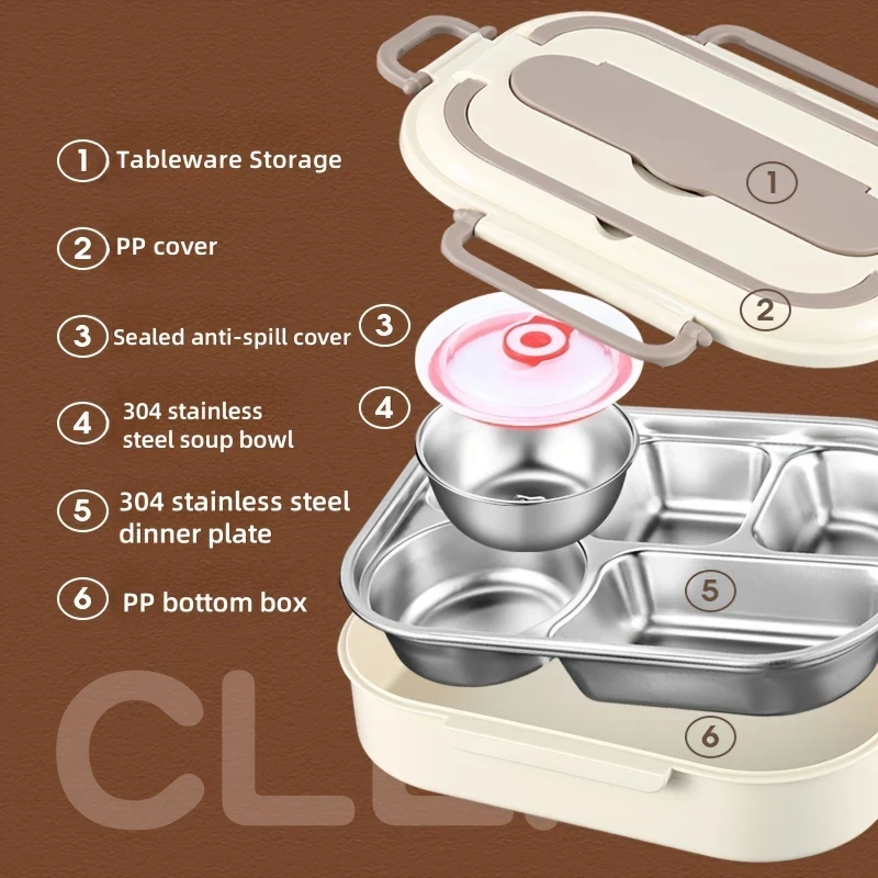 304 Stainless Steel Bento Box with Insulation Bag  Single Layer, Ideal for Student and Outdoor Meal Take