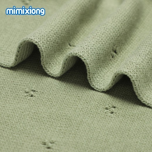 Baby Boys' And Girls' Knitted Solid Color Hollow-out Dot Quilt Quilt