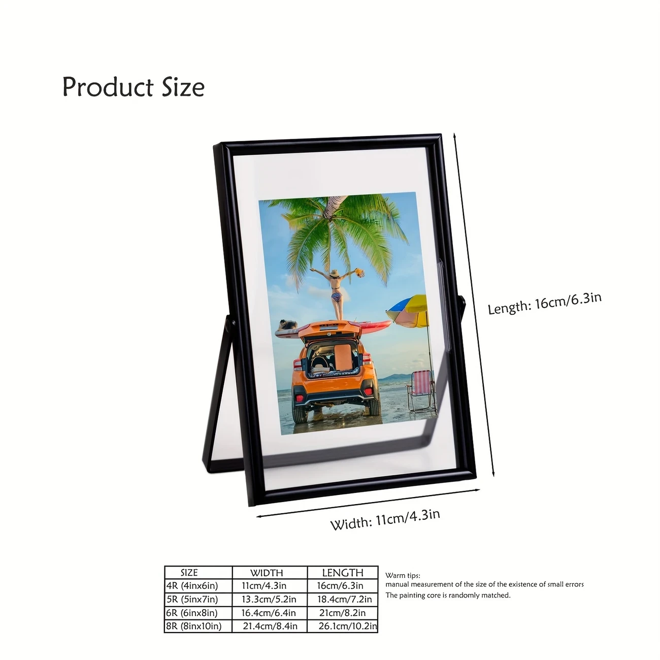 1pc Minimally Modern Style Metal Frame with Glass  Double-layer High Transparency Genuine Glass, Coated Anti-Rust Metal Frame, Suspended Display Effect Narrow Edge Picture Frame (Picture Core Randomly)