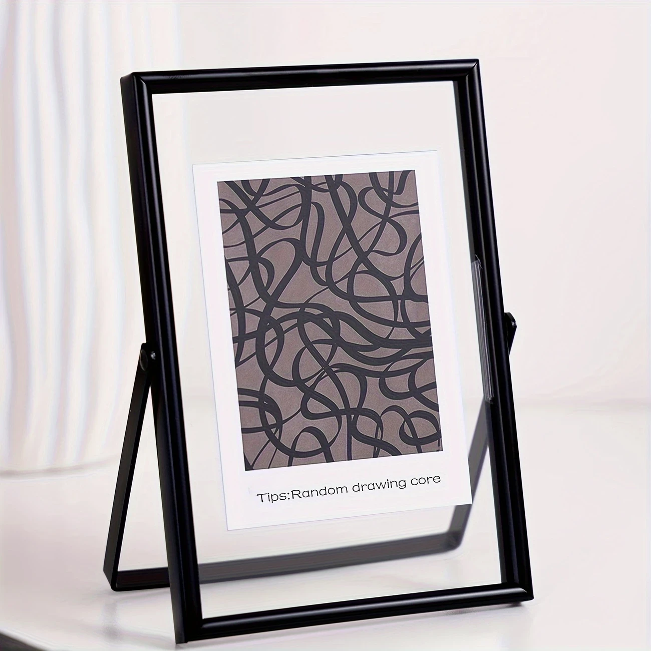 1pc Minimally Modern Style Metal Frame with Glass Double-layer High Transparency Genuine Glass, Coated Anti-Rust Metal Frame, Suspended Display Effect Narrow Edge Picture Frame (Picture Core Randomly)