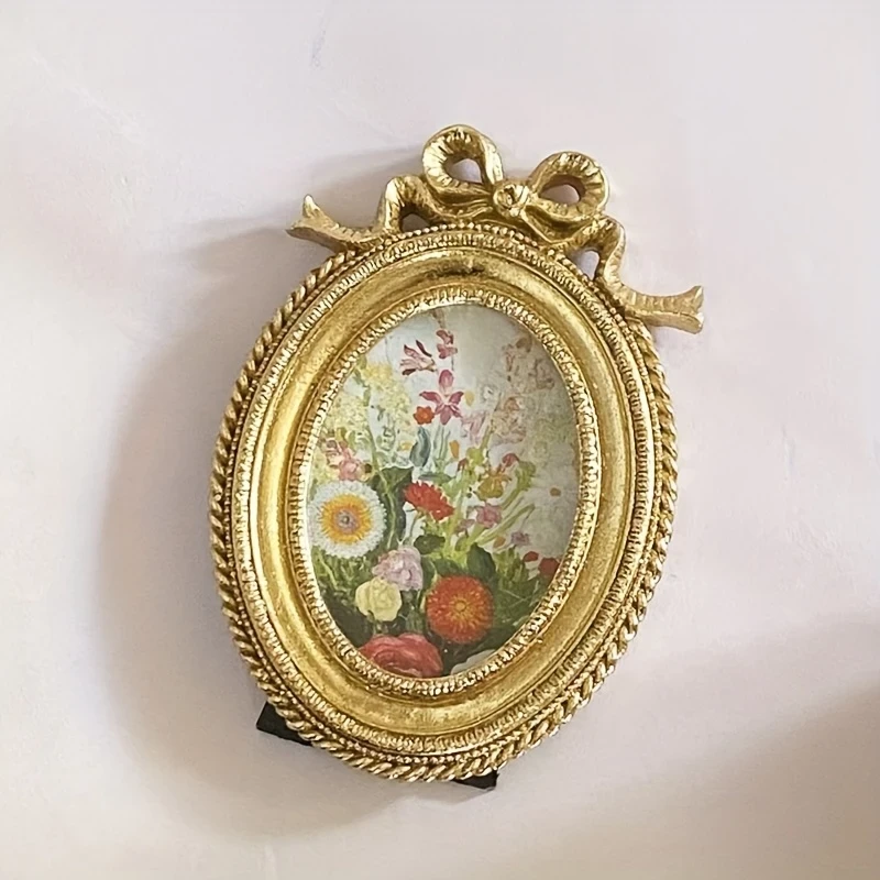 1pc Retro Copper Frame  Retro Copper and Golden Glass Oval Frame | Elegant European Decorative Arts and Crafts | Perfect for Living Room, Unique Gift Ideas, Ideal for Room Decoration