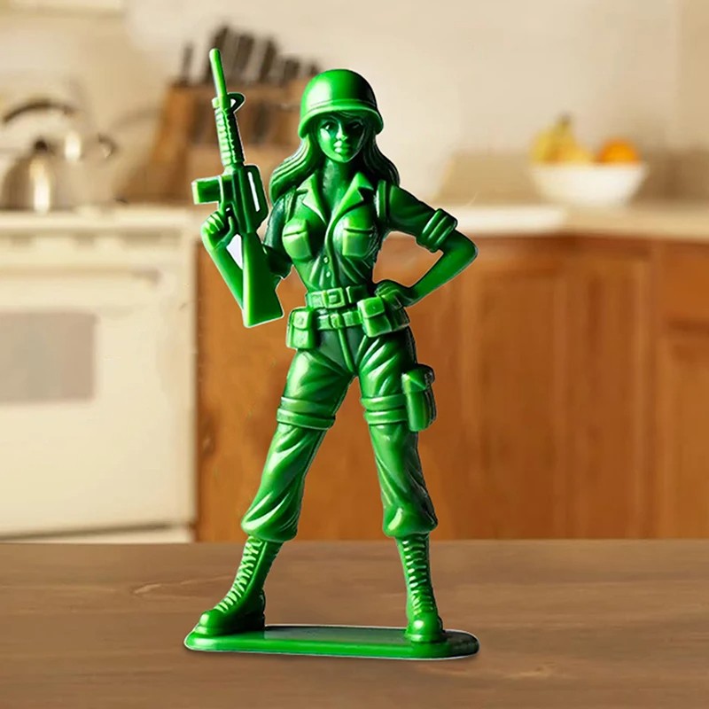 Humorous Female Green Soldier Funny Green Woman Statue
