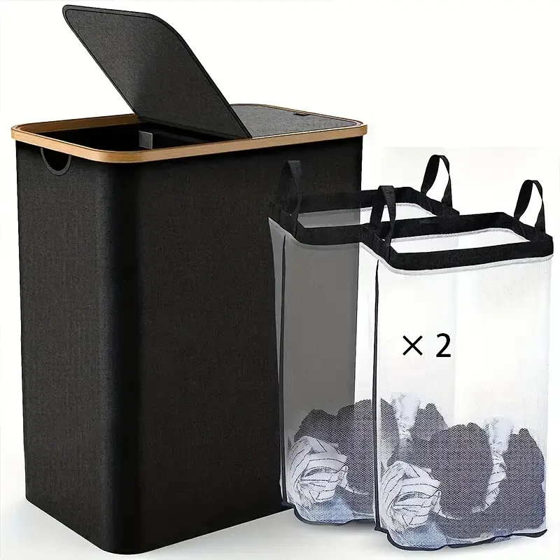 Double-layer Laundry Basket with Lid