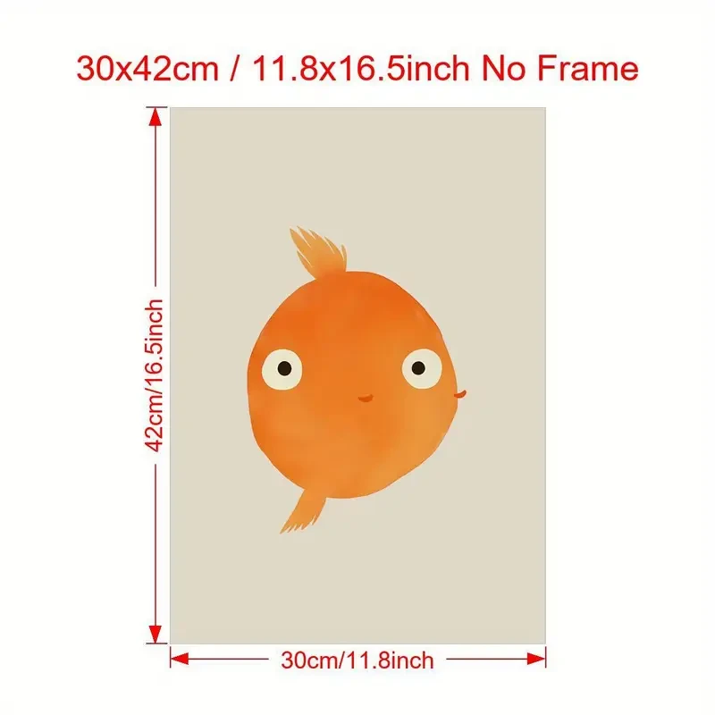 Goldfish Cartoon Art Print Poster  Frameless Canvas Wall Art for Stylish Home Decor