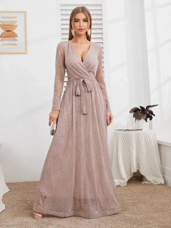 Long Sleeve Prom Dress With Pockets