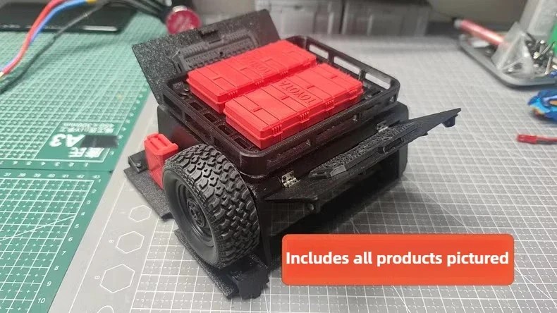 Semi-Trailer Short Trailer Buggy Conversion Hopper Trunk with Tires and Fender for RC Cars MN-82