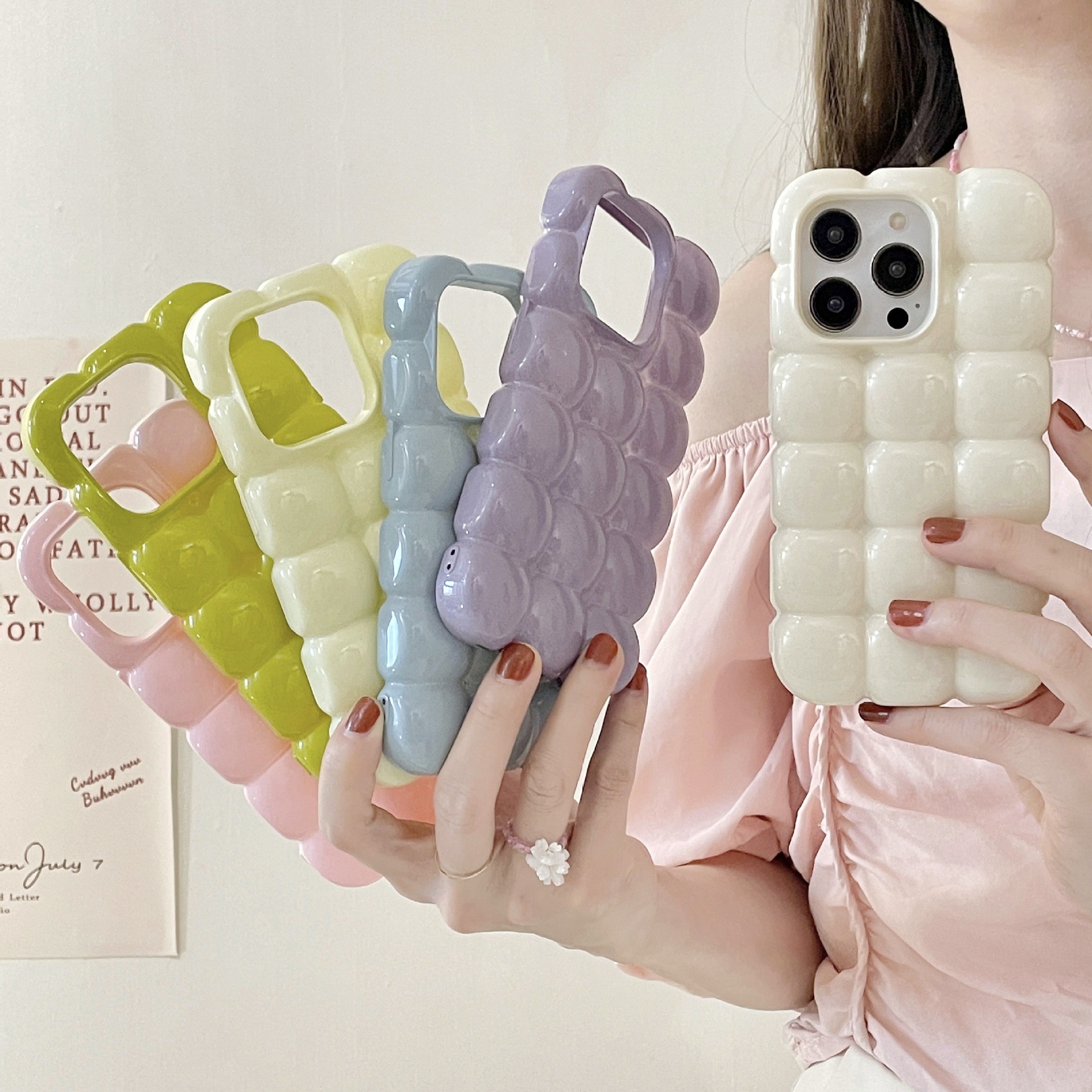 Solid Color Macarons Egg Waffle Phone Case