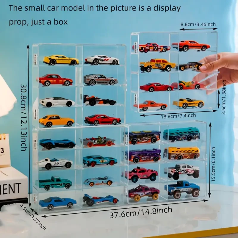 4 sets of 1/64 proportion alloy car model display boxes can accommodate 32 matchboxes, car model storage shelves