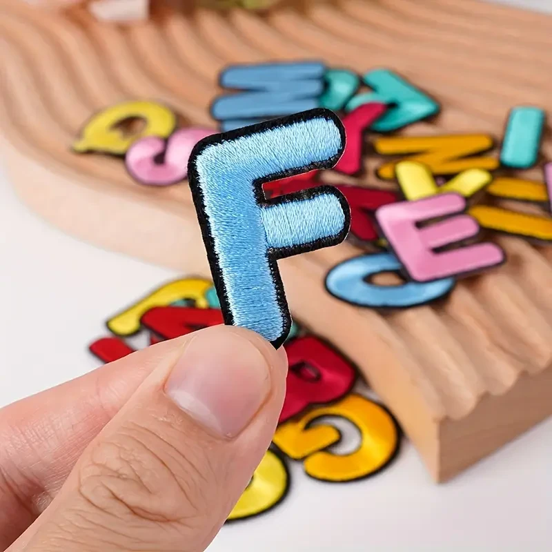 26-Alphabet Embroidered Patches Set Cartoon Letter A-Z Iron-On Appliqus for DIY Crafts