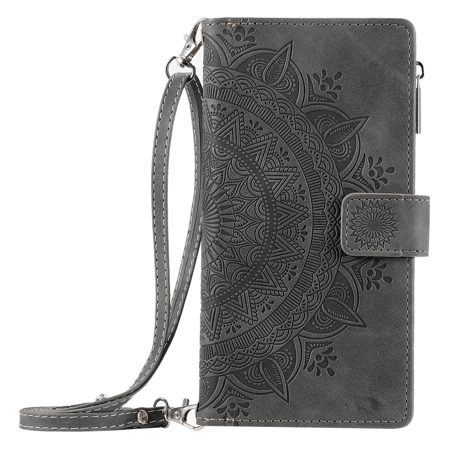Multi-card Embossed Totem Leather Card Zipper Bag Phone Case