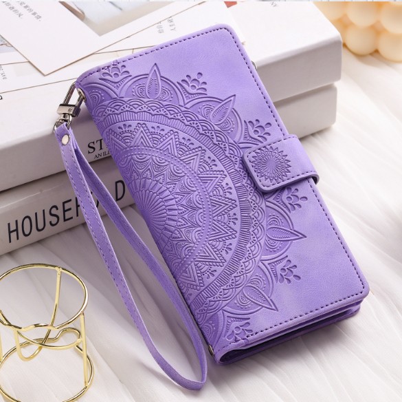Card Zipper Bag Mobile Phone Leather Embossed Card Insert Protective Shell