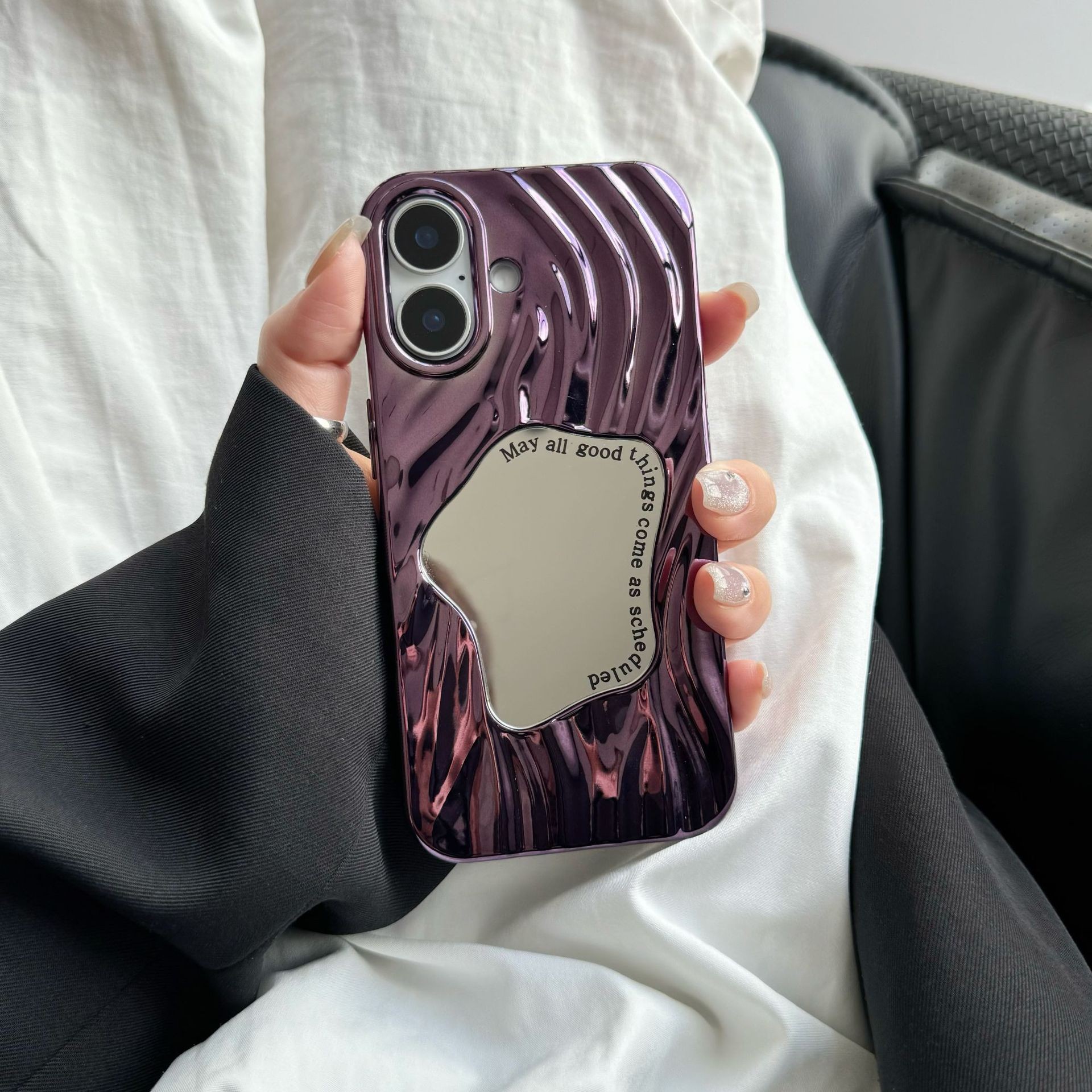 Electroplating Wave Pattern Mirror Phone Case Advanced Sense