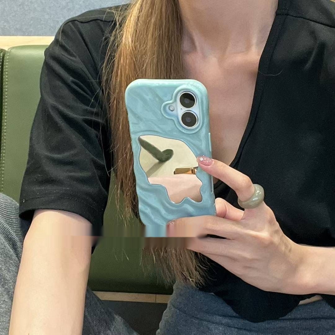 Simple Phone Case Water Ripple Solid Color Mirror