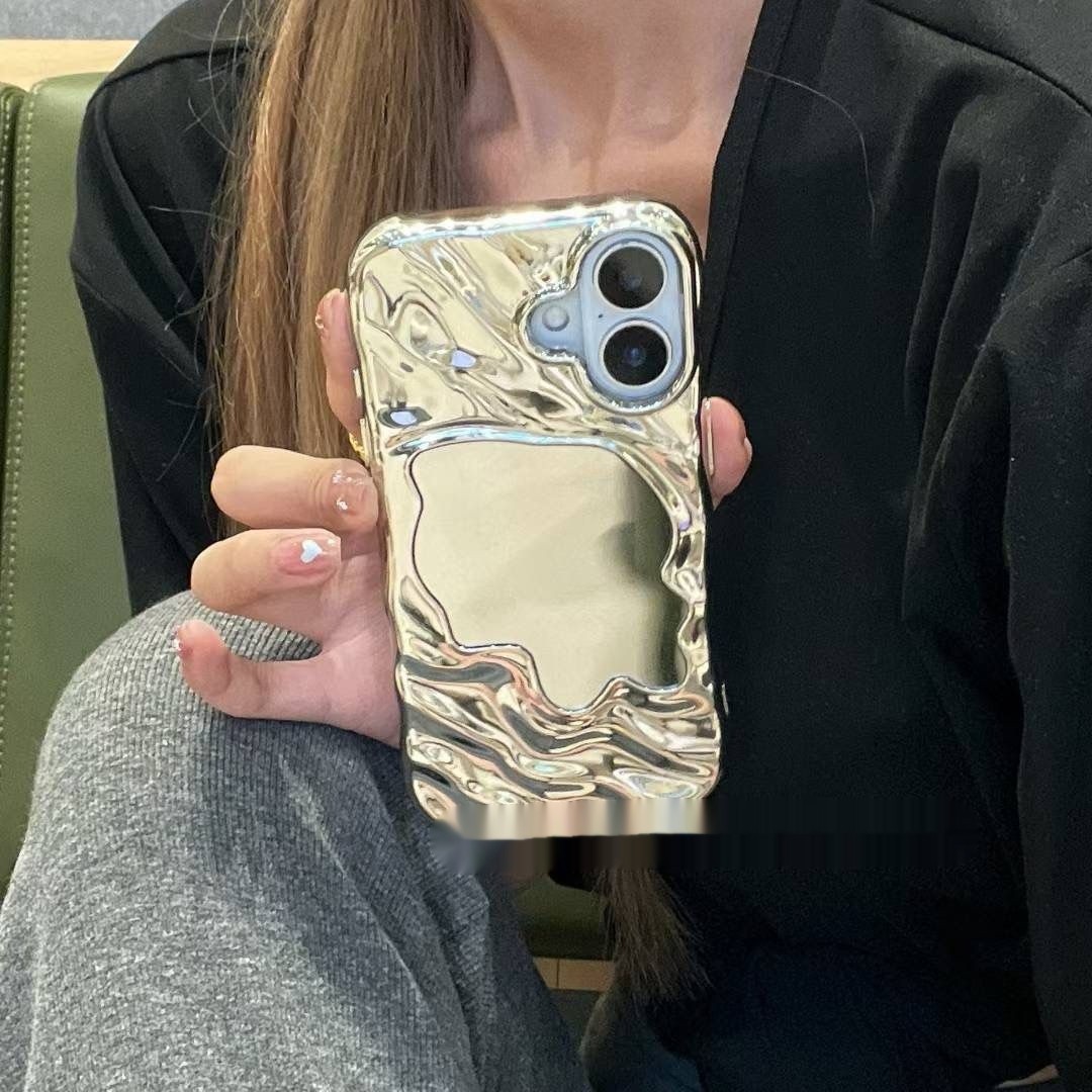 Simple Phone Case Water Ripple Solid Color Mirror