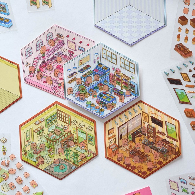 Capabala Cut-free Landscaping Hand Account Three-dimensional Stickers