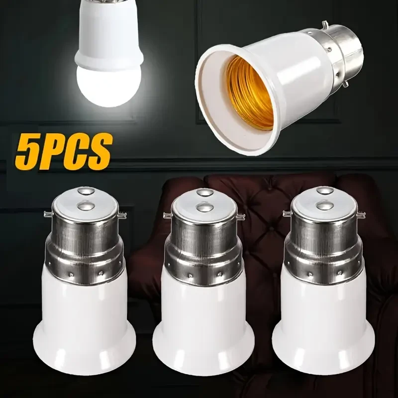 5pcs B22 to E27 Light Bulb Socket Converter